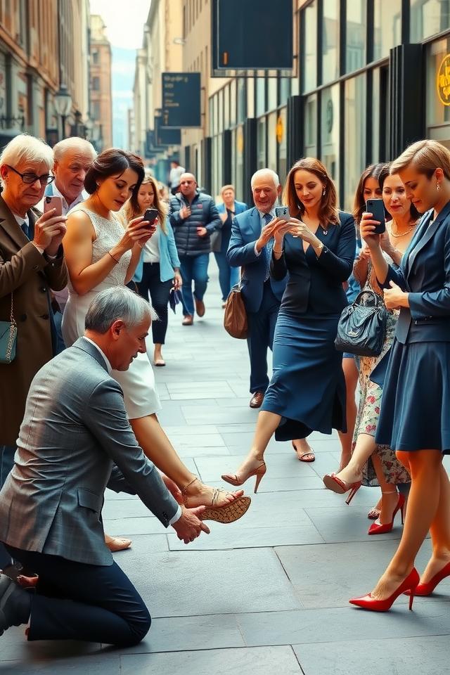 Public foot slave humiliation background